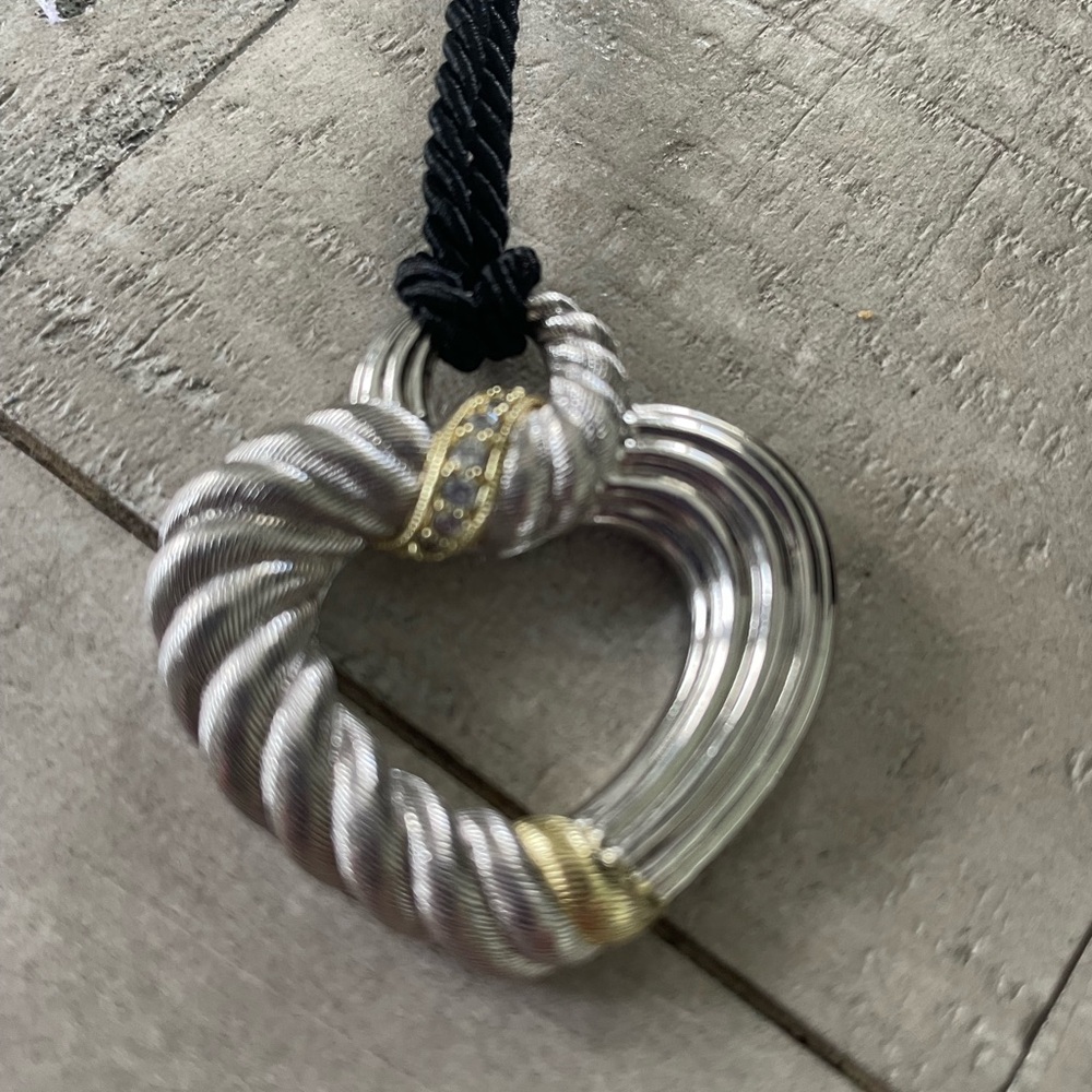 Judith Ripka Black cord with beautiful two toned heart